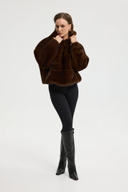 Siena faux fur dark brown. Sztuczne futro Siena ciemnobrązowe.