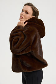 Siena faux fur dark brown. Sztuczne futro Siena ciemnobrązowe.